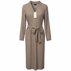 Universal Standard NWT Striped Belted Causal Cotton Midi Dress Women's size 2/4